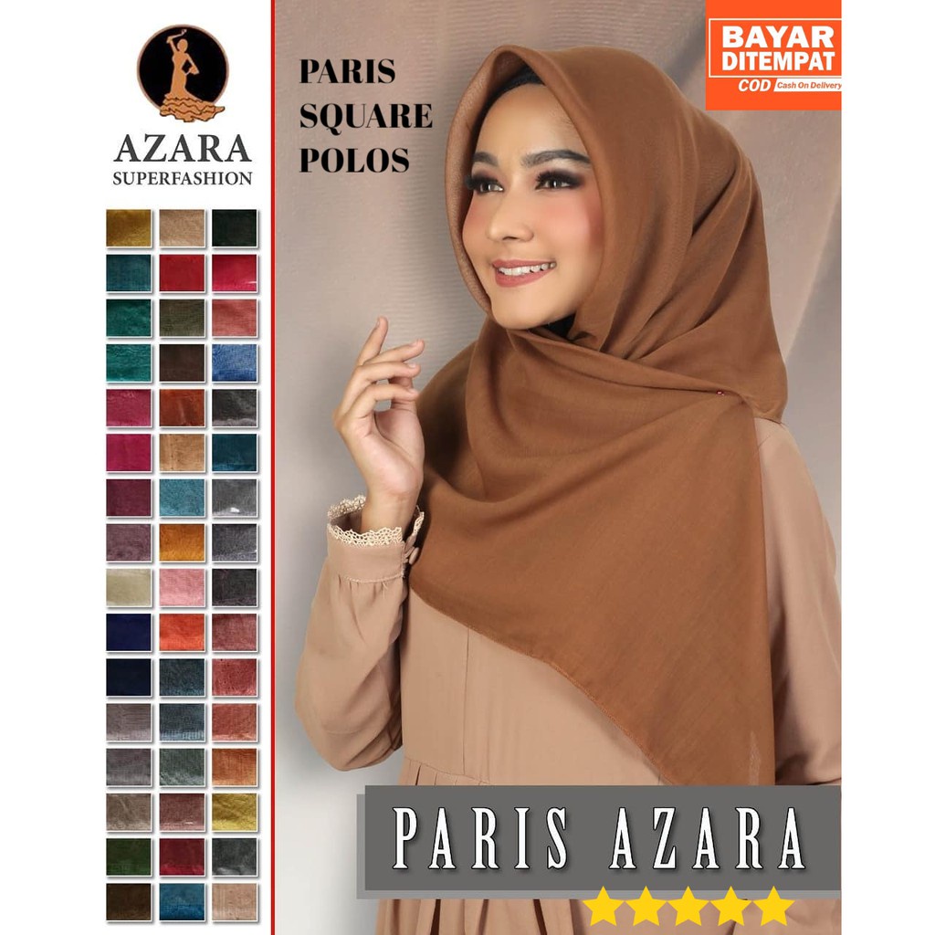 HIJAB SEGI EMPAT PARIS POLOS BAHAN PARIS by AZARA DAN VARISHA SEGIEMPAT SERAGAM SEKOLAH PREMIUM QUALITY SQUARE HARGA GROSIR