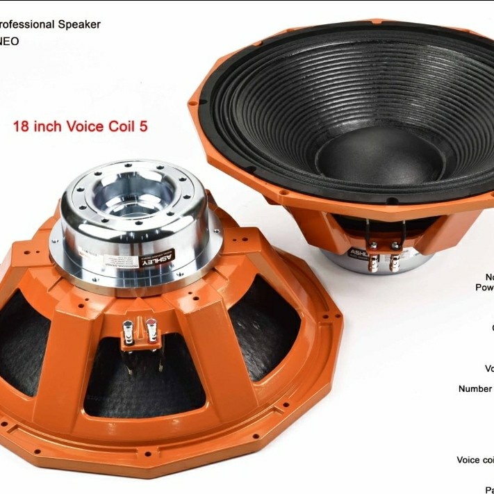 Speaker Komponen Ashley 185NEO / 185 NEO Original 18 inch Orange