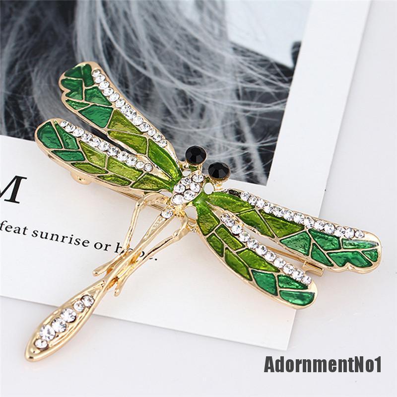 (Adornmentno1) Bros Pin Enamel Desain Capung Hias Kristal Untuk Wanita