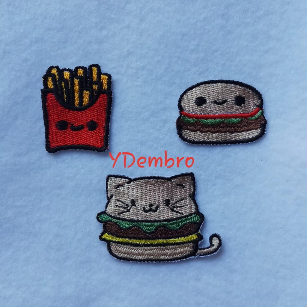 Patch Bordir French Fries / Kentang/ Burger