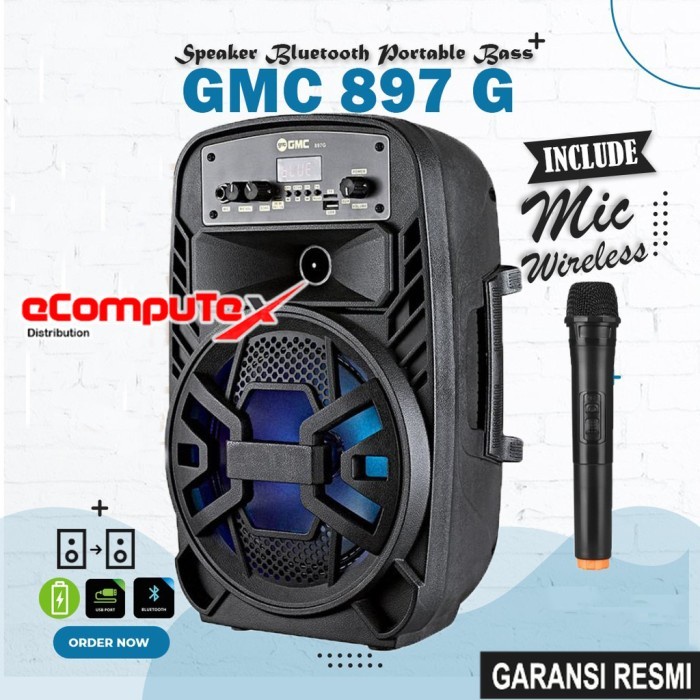 SPEAKER KARAOKE KOPER GMC 897G / 897 G BLUETOOTH 8 INCH MIC - GARANSI RESMI