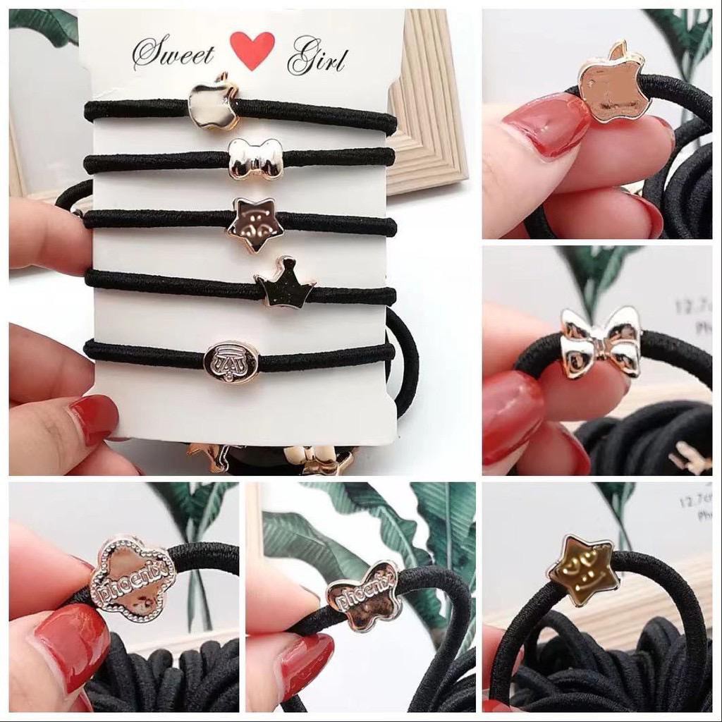 BAJ Ikat Rambut Wanita Simple Bahan Karet Gelang Polos Korea Eksklusif Hitam Aksesoris Rambut - IR012