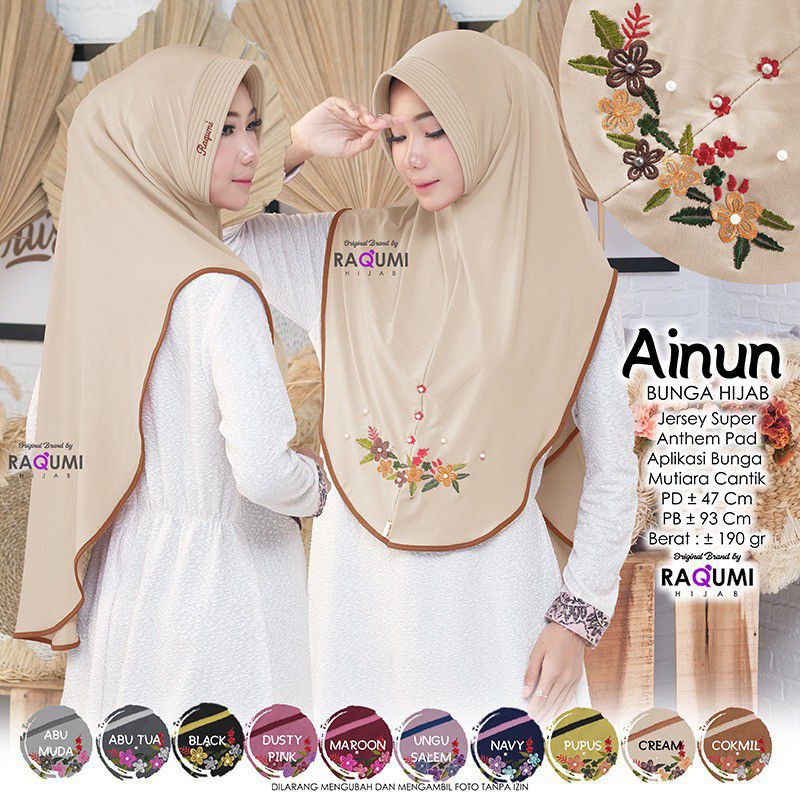 Ainun bunga hijab ORIGINAL By Raqumi hijab(rijek kotor)