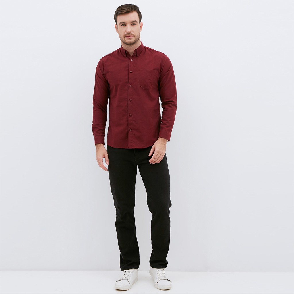 M231 Kemeja Pria Basic Polos Panjang Maroon 1468BRAMAYANA JAKTIM