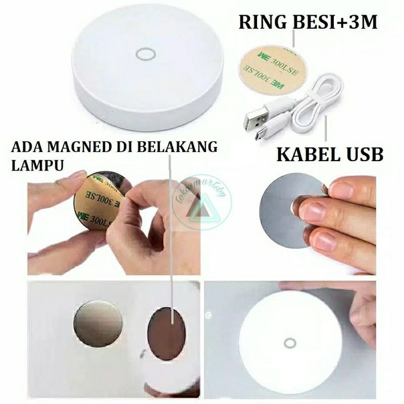 LAMPU LED SENSOR GERAK RECHARGEABLE / LAMPU LED TEMPEL BISA CHARGE / LAMPU LEMARI / LAMPU TANGGA