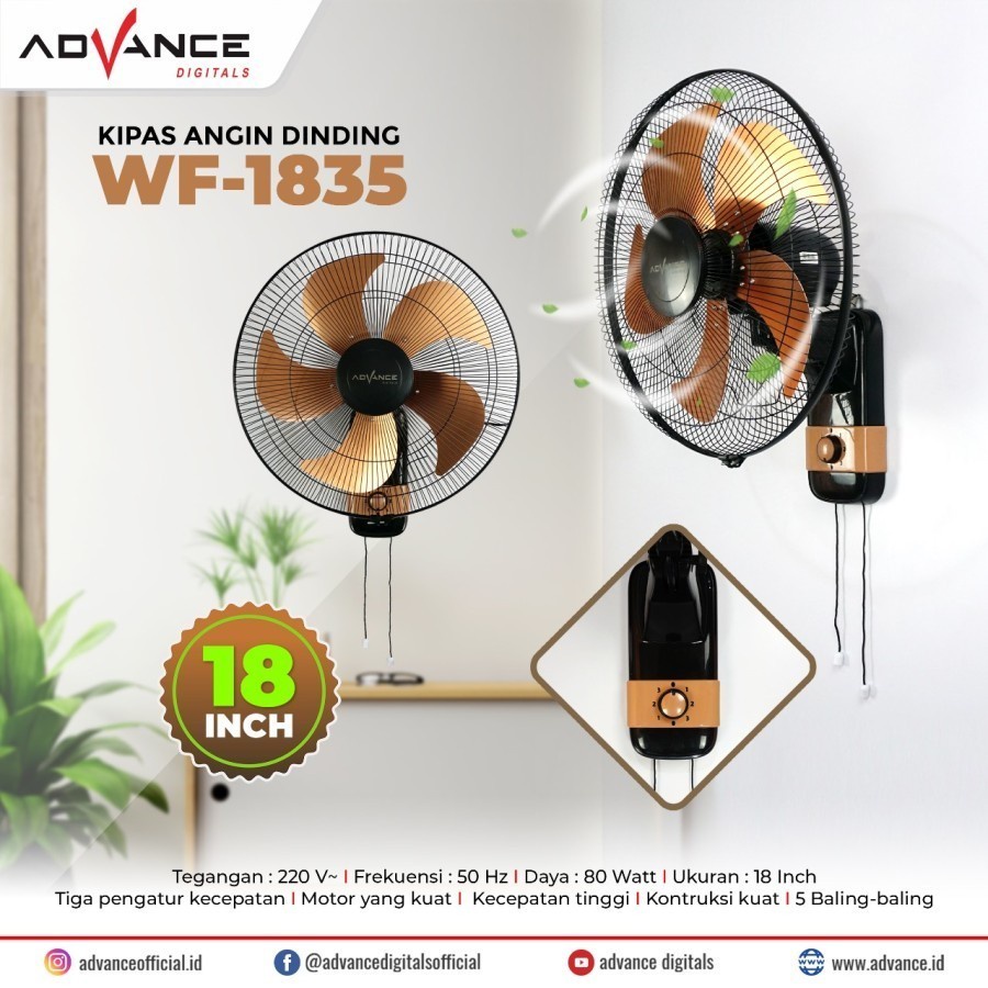 ADVANCE WF-1835 Kipas Angin Dinding / Wall Fan 18inch - Bahan Besi