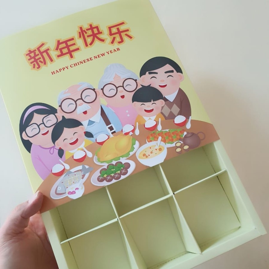 

(5 Pcs) Dus Kue Cake Imlek Family Dinner Kotak Kemasan Box Kue Cake Eggtart Sekat 9 Packaging Hampers Imlek CNY
