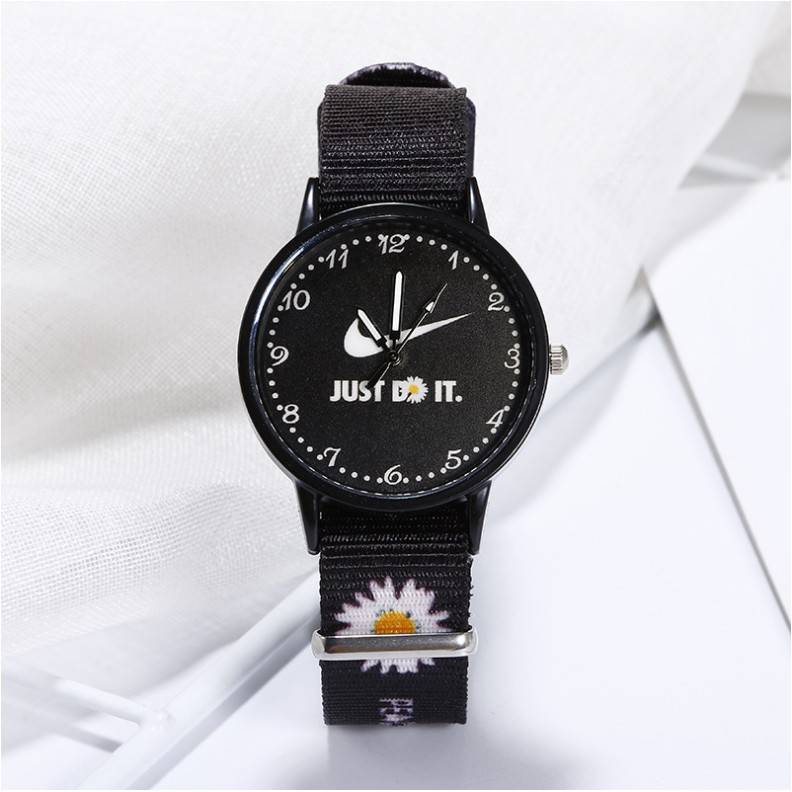 Jam Tangan Quartz  watch GD same paragraph Small D watch Floral Motif Canvas For Women Watch-3