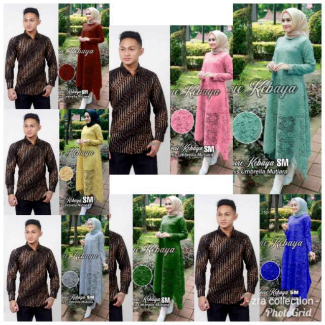 Couple Novie Kebaya.cowok M L Xl.gamis Brokat Allsize Ld 104-108.rok Span Katun.batik