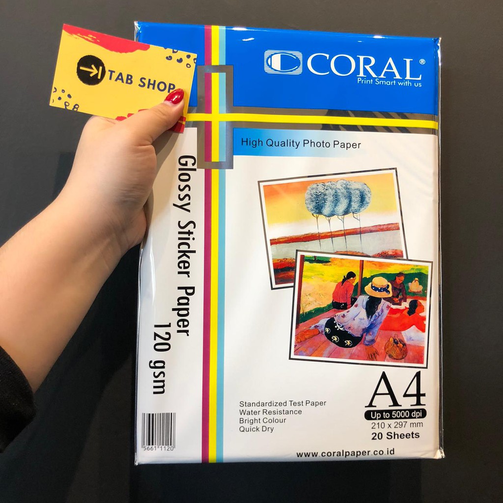 

MilL Tab Shop - Coral Glossy Sticker Paper A4 120 GSM 20 Sheets - Kertas Stiker Label Kertas