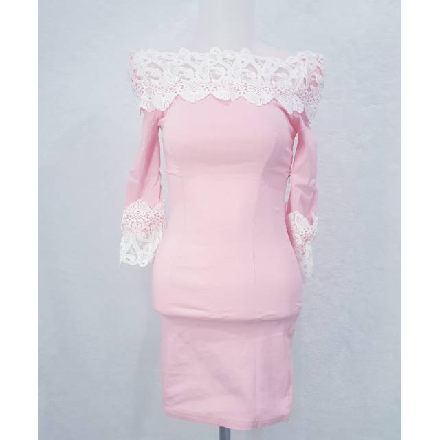 Dress Span Model Sabrina Brukat Pink