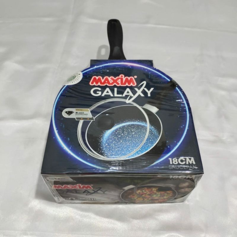 MAXIM GALAXY SAUCE PAN 18CM +  GLASS COVER BLACK DIAMOND