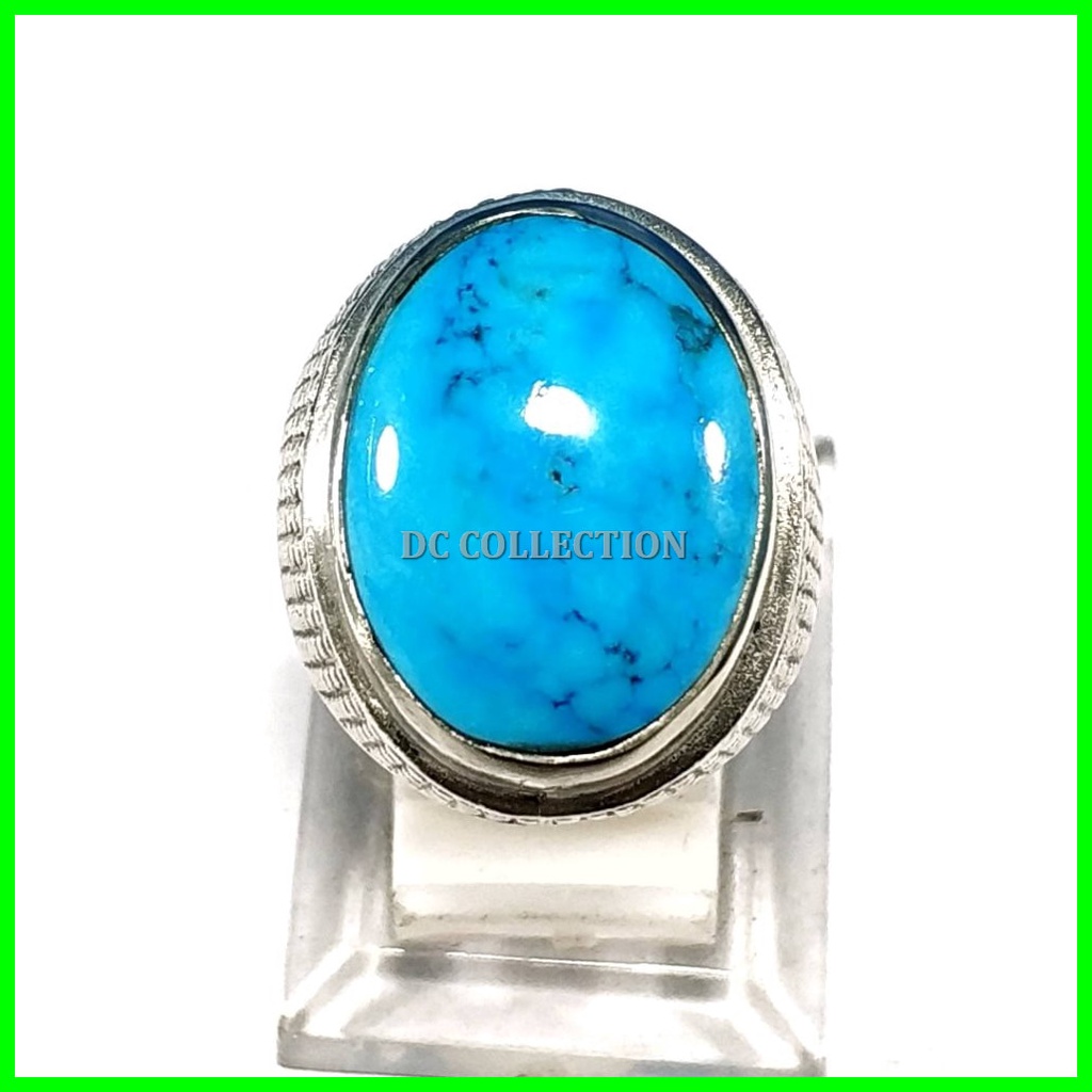 CINCIN BATU AKIK NATURAL PIRUS BIRU TIBET POLOS BODYGLASS
