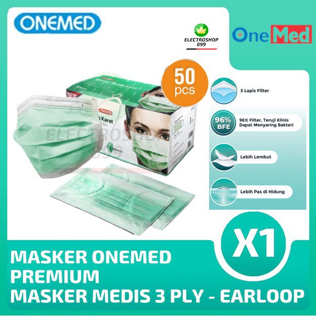 ONEMED - Masker Medis 3ply Surgical 1 box isi 50