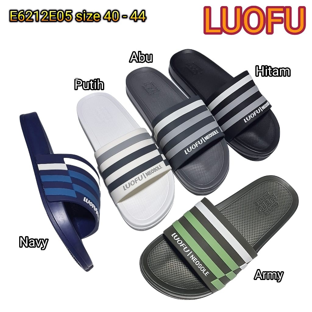 LUOFU ORIGINAL jelly sandal karet empuk murah selop pria cowok import E6212E05