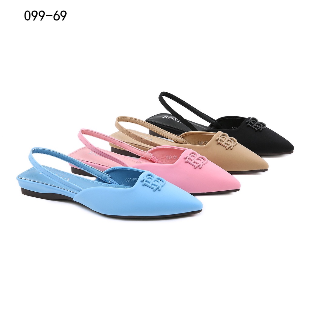 Bo Satin B-Logo Flat Shoes 099-69