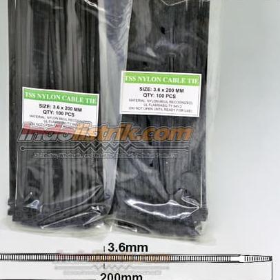 

Ω Kabel Ties 20cm / 200mm x 3.6 Hitam TSS - MURAH - Harga GROSIR ✦