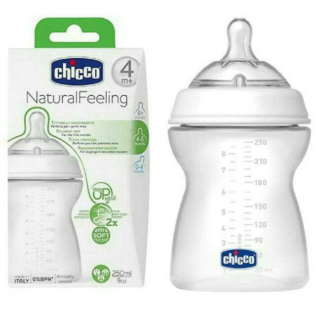 Botol Susu Chicco Step Up Natural 4m+ wide neck 250ml anticolic antikolik botol anti bingung puting