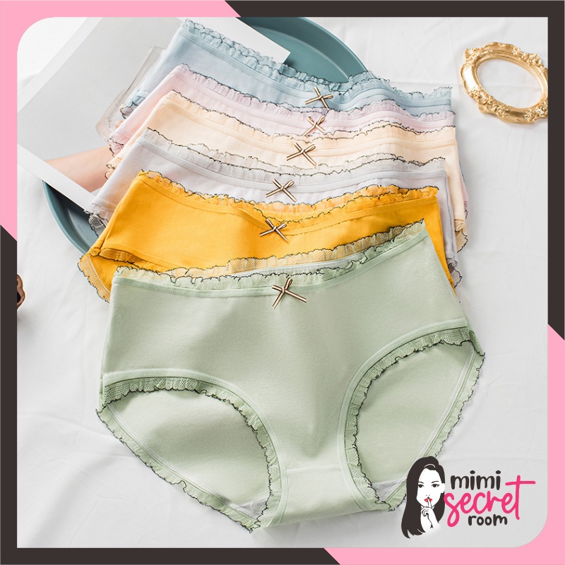 ❤ MIMI ❤ Pakaian Dalam Wanita Celana Dalam Renda Fashion Undies Import Bahan Katun