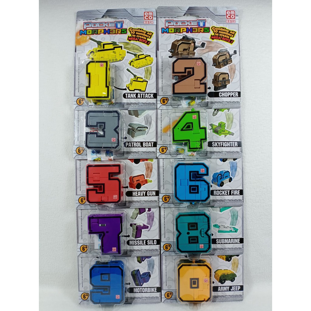 EMCO Pocket Morphers Pocket Morpher Robot Angka Mainan Edukasi