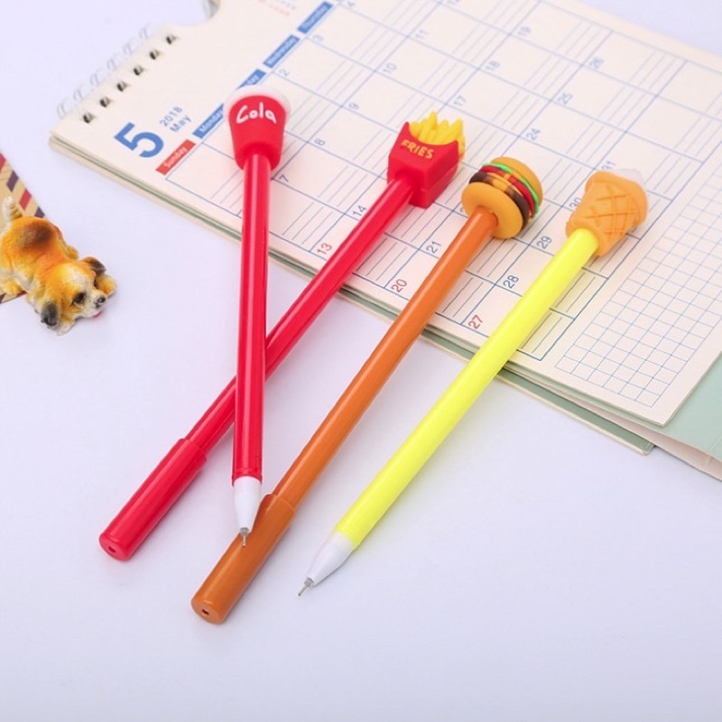 

gel pen pulpen lucu fast food cola es krim hamburger burger ice cream french fries kentang goreng murah lucu imut merah kuning korea bolpoin