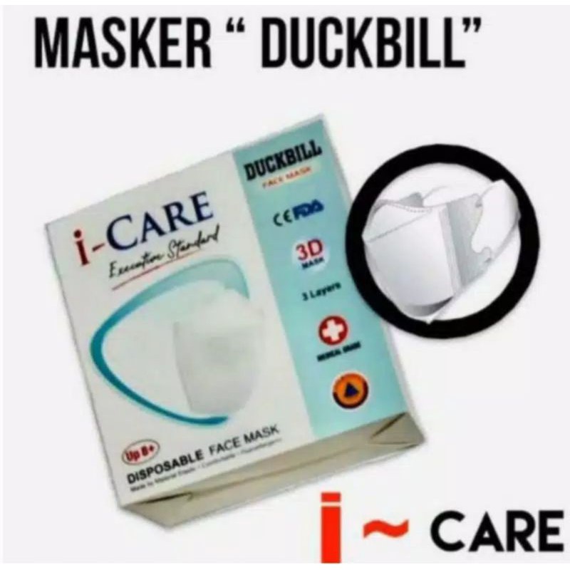 Masker Medis Duckbill 3Ply Isi 10 pcs - Masker Medis Surgical Mask Duckbill Earloop Setara Sensi