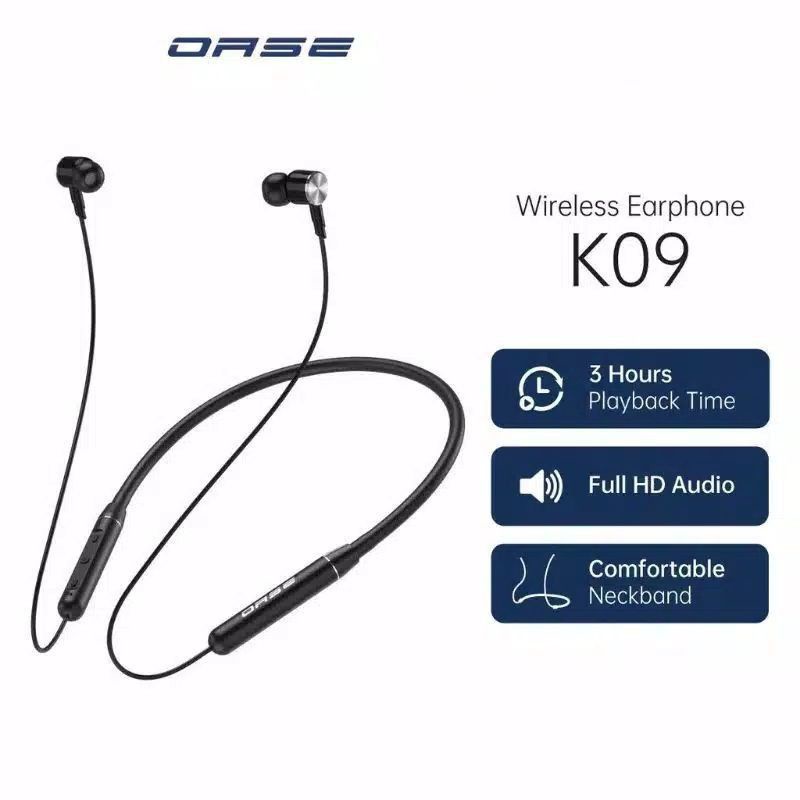 OASE K09 Original Bluetooth Headset Magnetic Neckband Garansi Resmi