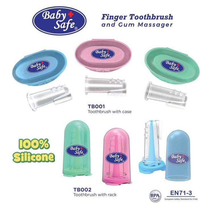 BABY safe FINGER Toothbrush with rack babysafe / Sikat gigi / sikat lidah bayi