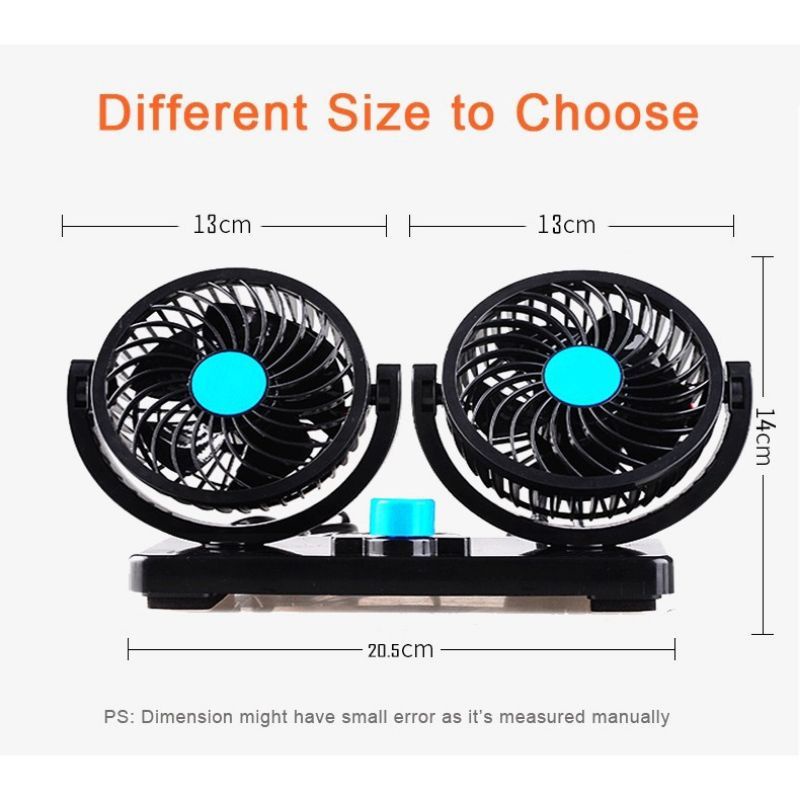 READY Kipas Angin Mobil Double Headed Fan / Kipas Angin Mobil 12Volt ORIGINAL