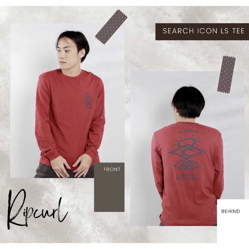 RIPCURL kaos baju search essential long sleeve lengan panjang MAROON ORIGINAL 100% SALE