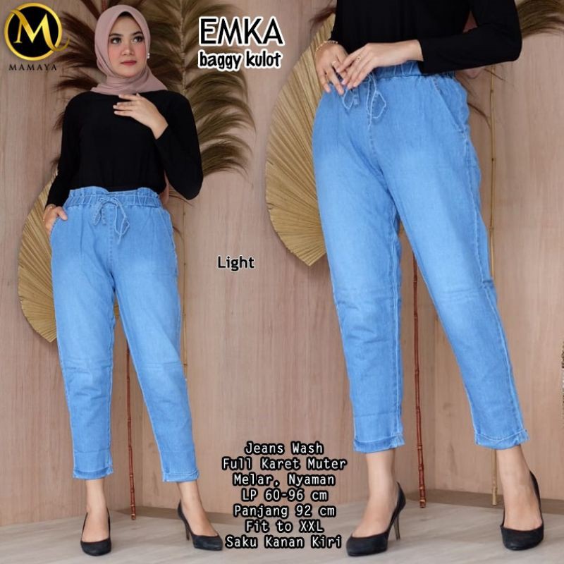 Emka Baggy Kulot / Celana Baggy Wanita / Baggy pants jeans wash
