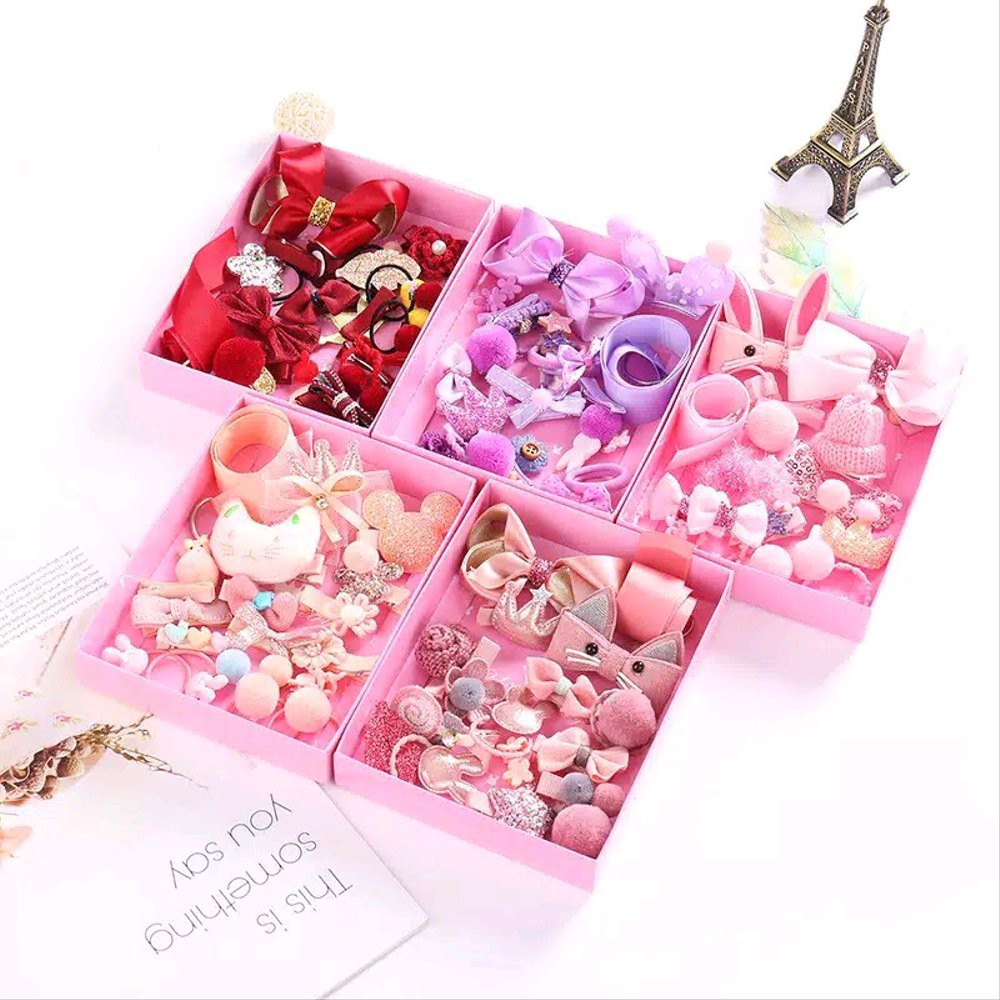 Mikusoo Set Pita Jepit Rambut Hair Clip Anak Perempuan isi 18 in 1