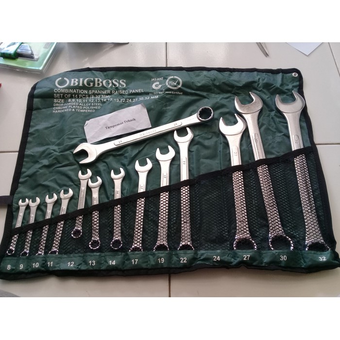 Kunci Ring Pas Set 14pcs 8-32mm Ring Pas Set Kunci Bengkel