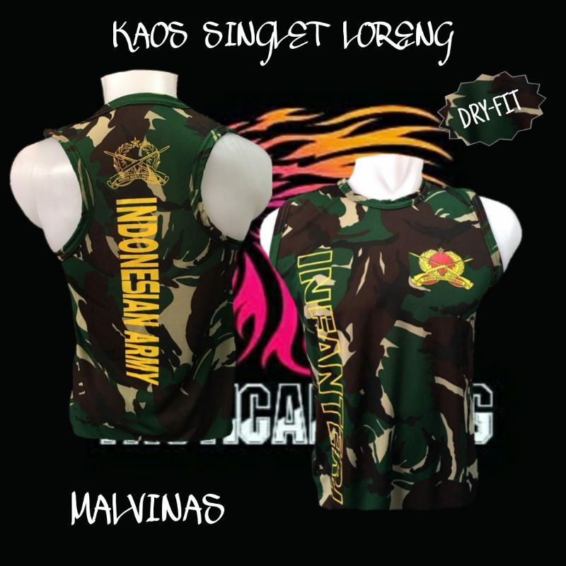 Kaos Singlet Loreng bahan dryfit/kaos santai/kaos TNI