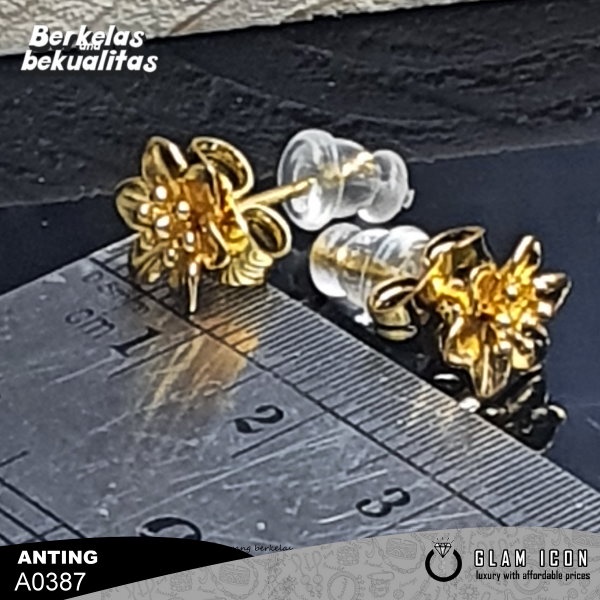 Anting tusuk dubai bunga enam titik A0039