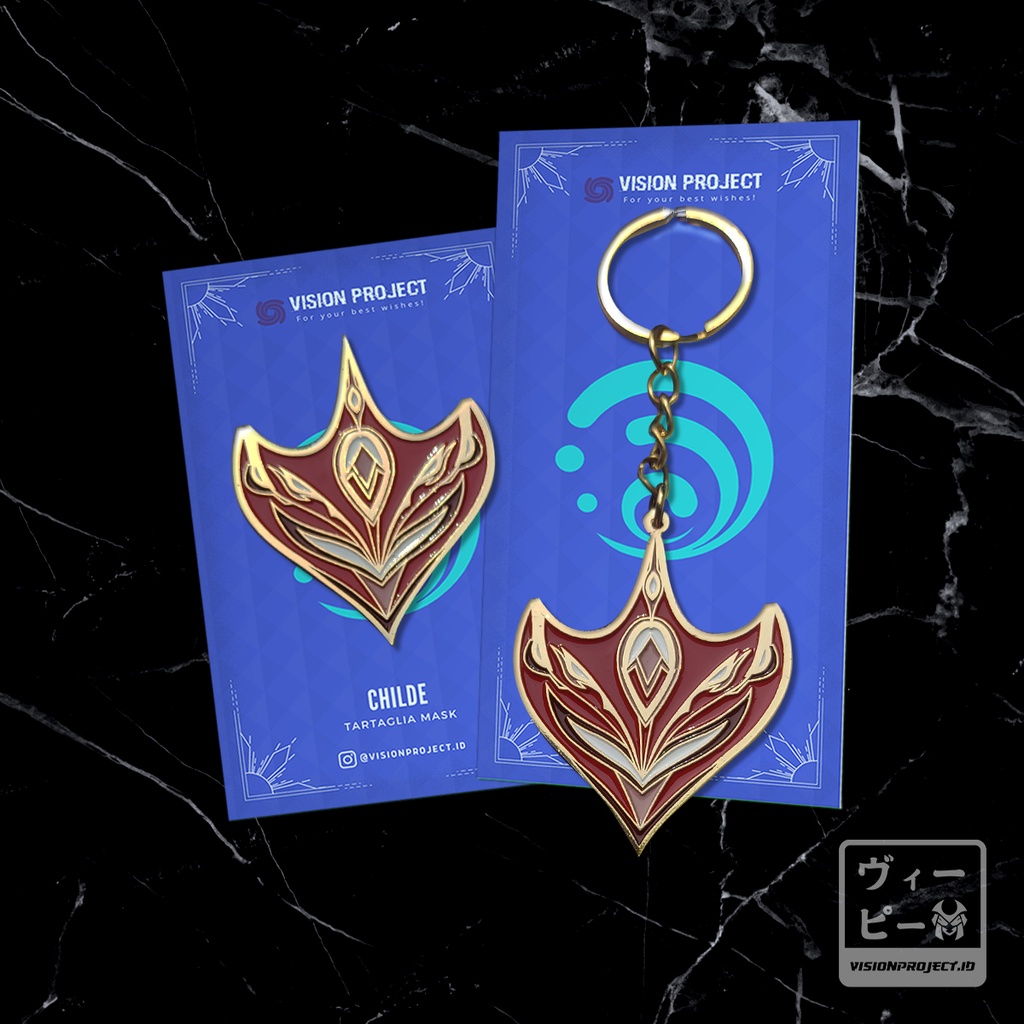 Soft Enamel Pin / Keychain Genshin Impact - Childe Tartaglia Mask