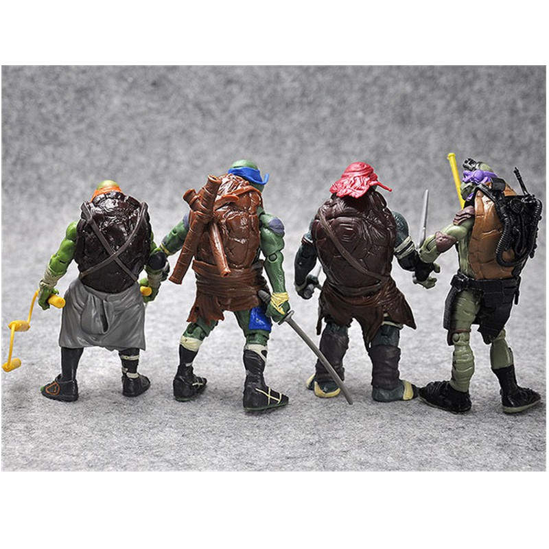 4pcs / Set Mainan Action Figure Teenage Mutant Ninja Turtles Raphael Leonardo Donatello Michelangelo Bahan Pvc