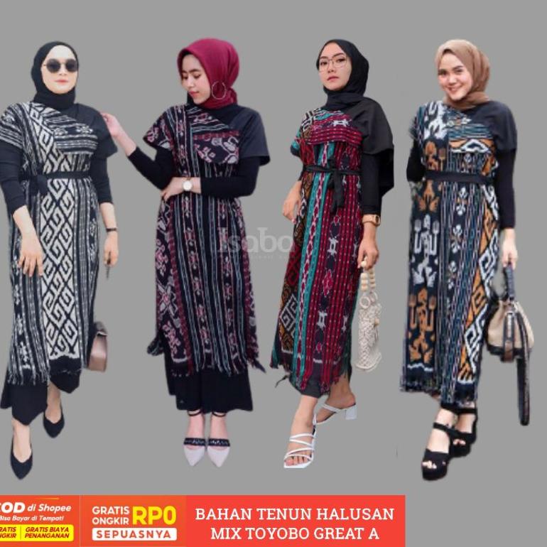Aurora dress | casual set couple prewedding baju tenun dress ethnic seragam tenun keluarga sarimbit 