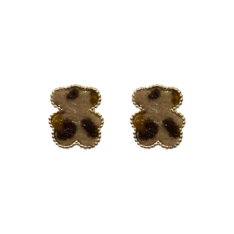 Anting S925 Silver Needle Desain Leopard Beruang Gaya Simple Untuk Aksesoris