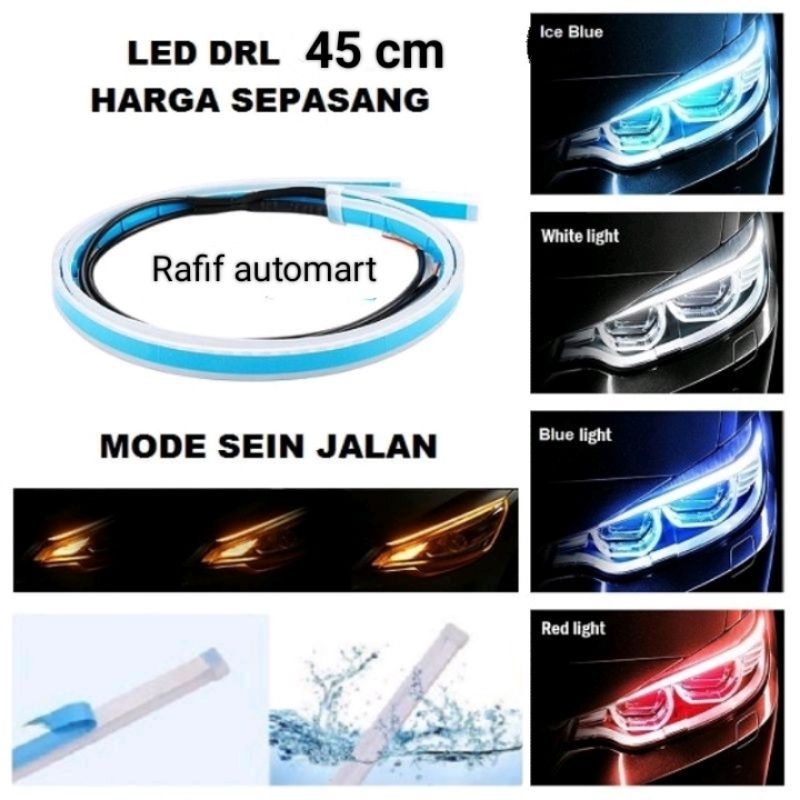 Lampu LED Alis Tempel DRL 45cm Mobil Motor Sein Running