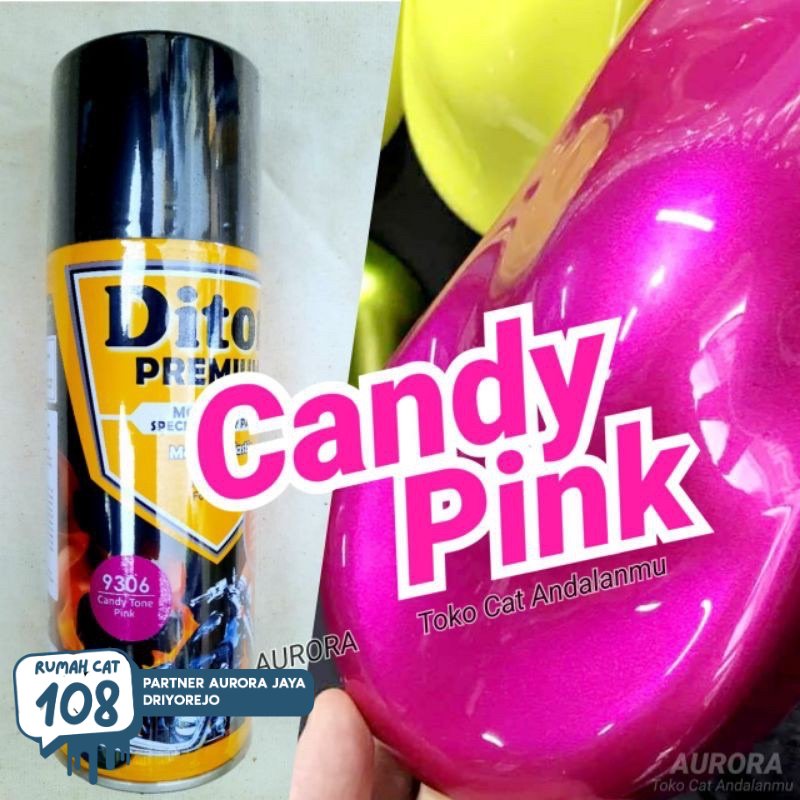 

Rumah Cat - Pilox Diton Premium Candy Tone Pink 9306 Candytone Cat Semprot Transparan Merah Muda 400ml | Rumah Cat Mobil dan Motol