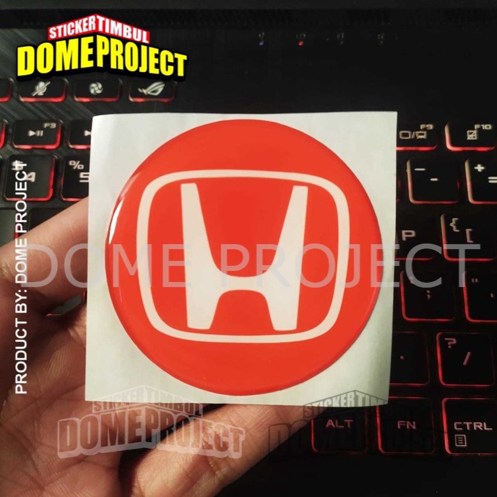 [PROMO BUY 3 GET 1] HONDA MERAH EMBLEM VELG MOBIL STIKER TUTUP DOP MOBIL TIMBUL LENTUR UKURAN 58MM