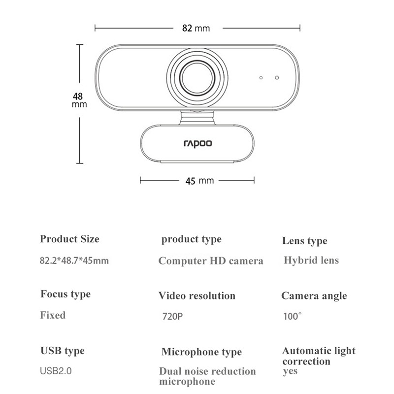 IPASON Rapoo C200 Webcam 720P HD With USB2.0 With Microphone Rotatable Cameras For Live Broadcast