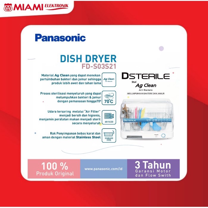 [INSTANT] FD-S03S21  Dish Dryer Panasonic + AG Clean FDS03S21 DSterile Sterilizer INSTANT GOJEK / GRAB