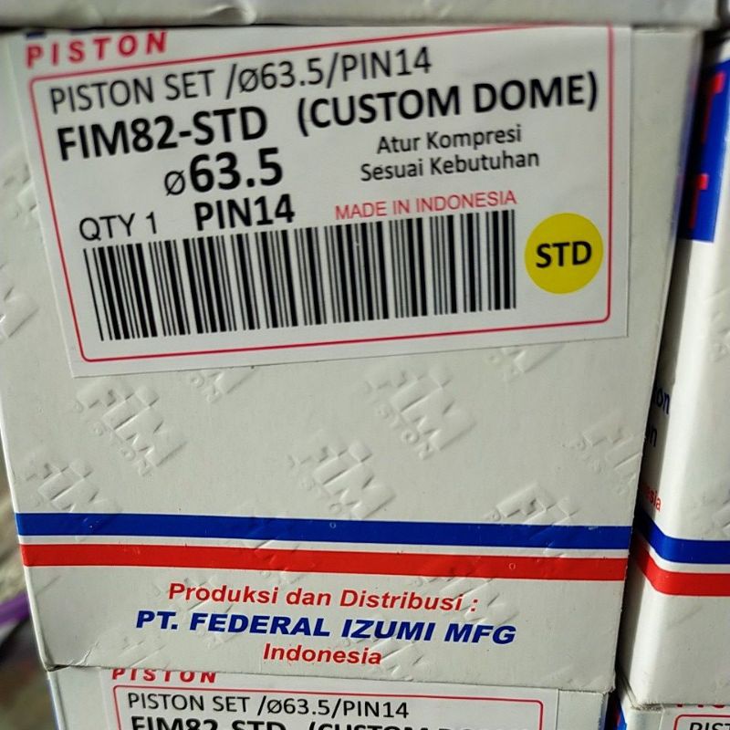 Piston seher set mentah crf klx dtracker 150 jupiter mx nmax vixion 63,5 64 64,5 65 pin 14 fim 82-OS std ( 63,5 MM)