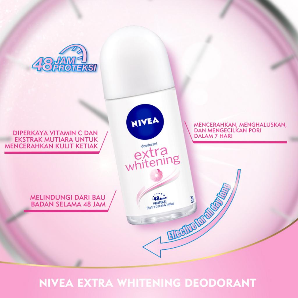 NIVEA Deodorant Sachet 9ml (Extra Brightening, Personal Care Hijab Fresh Whitening, Men Cool Kick) Travel Size Trial