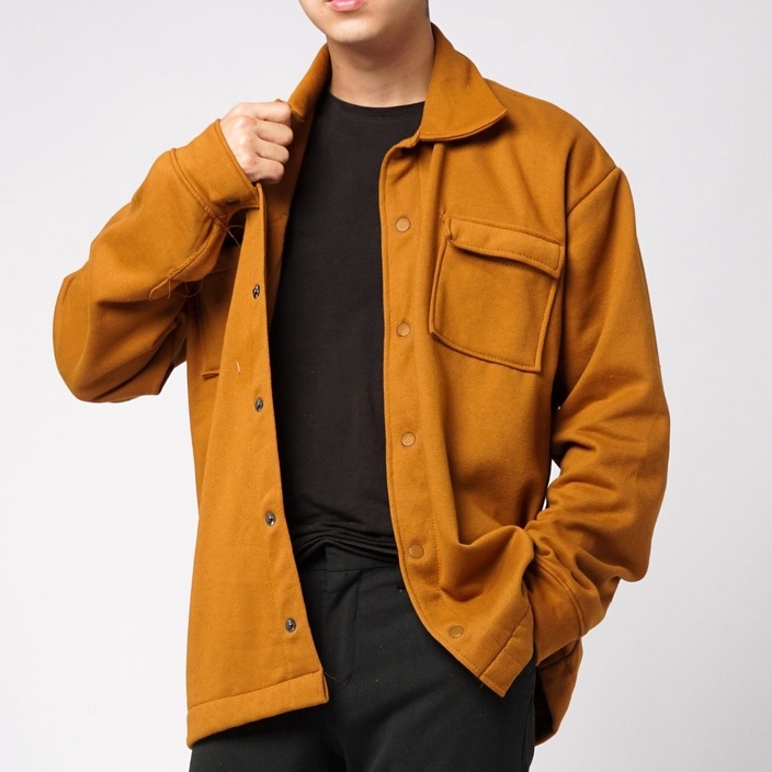 Jaket Pria Shacket Jacket Pleece Masakini-MUSTARD