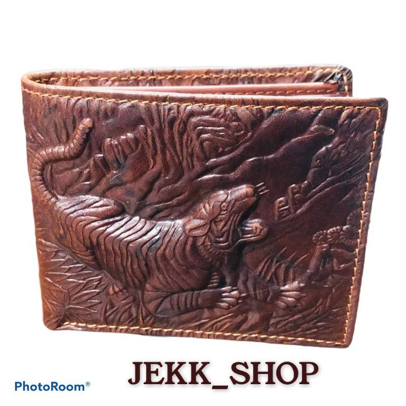 Dompet Lipat Kulit Ukir Motif Harimau Naga