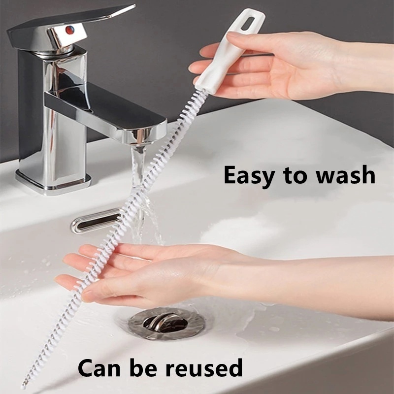 60CM Dredging Brush Sewer Pipe Hole Remover Tool Drain Cleaner Household Kitchen Bathroom Flexible Freely Water Outlet Clog Stopper Brush Bendable Hair Cleaning Sink