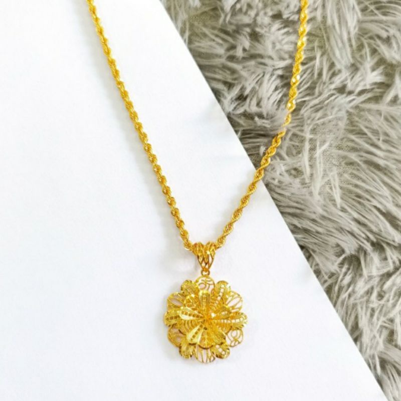 Kalung Liontin Bunga Kendari Etnik Variasi Indonesia Gold Emas Asli